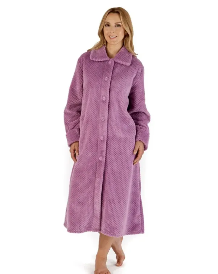 Luxury Waffle Fleece 46" Button Through Housecoat HC4327