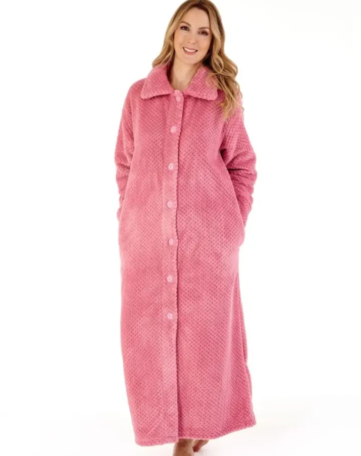 Luxury Waffle Fleece 52" Button Through Housecoat HC4328