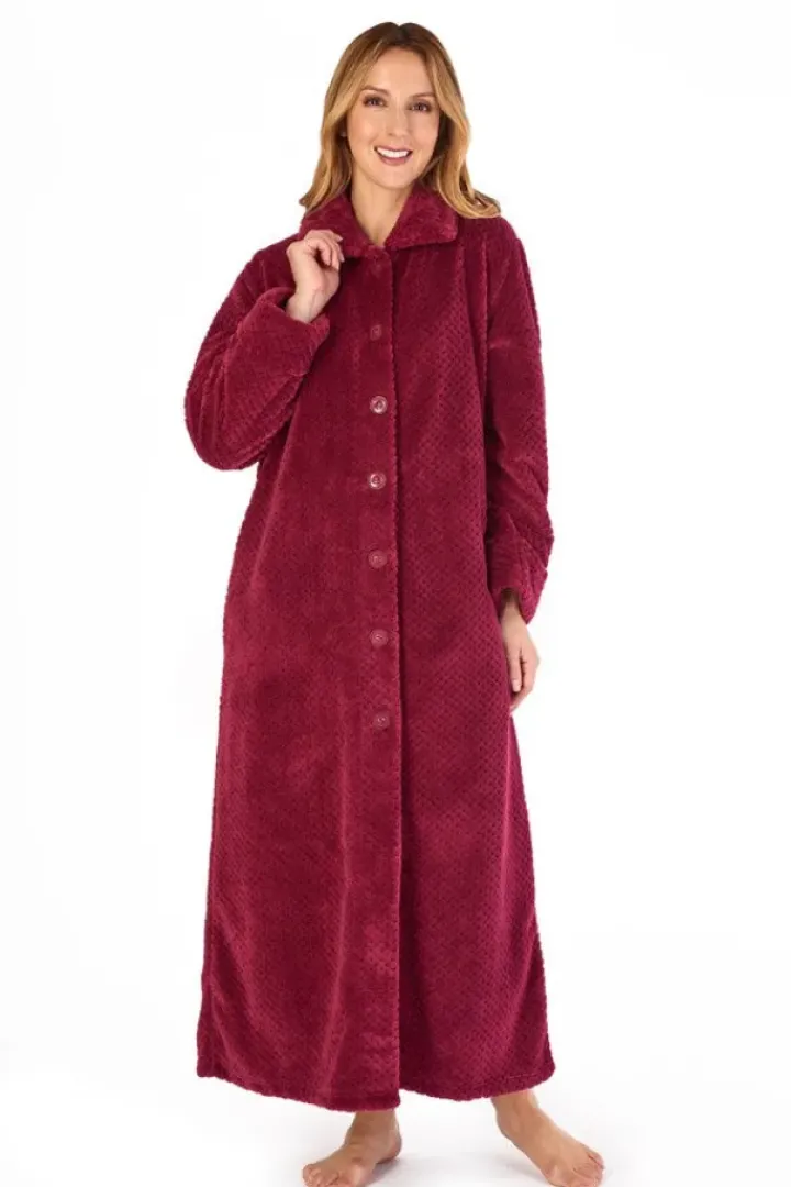 Luxury Waffle Fleece 52" Button Through Housecoat HC4328