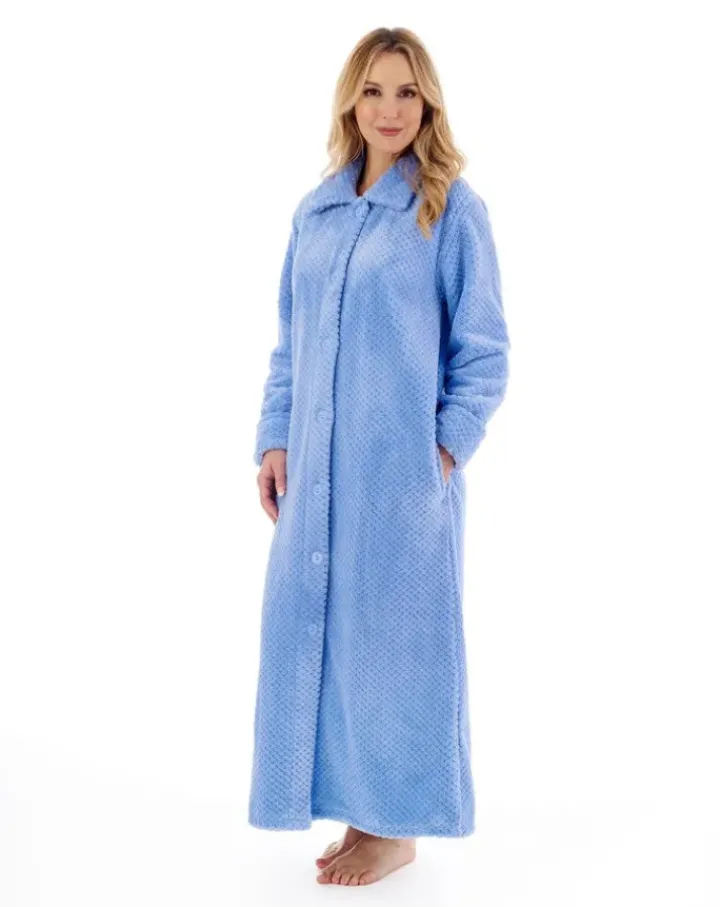 Luxury Waffle Fleece 52" Button Through Housecoat HC4328