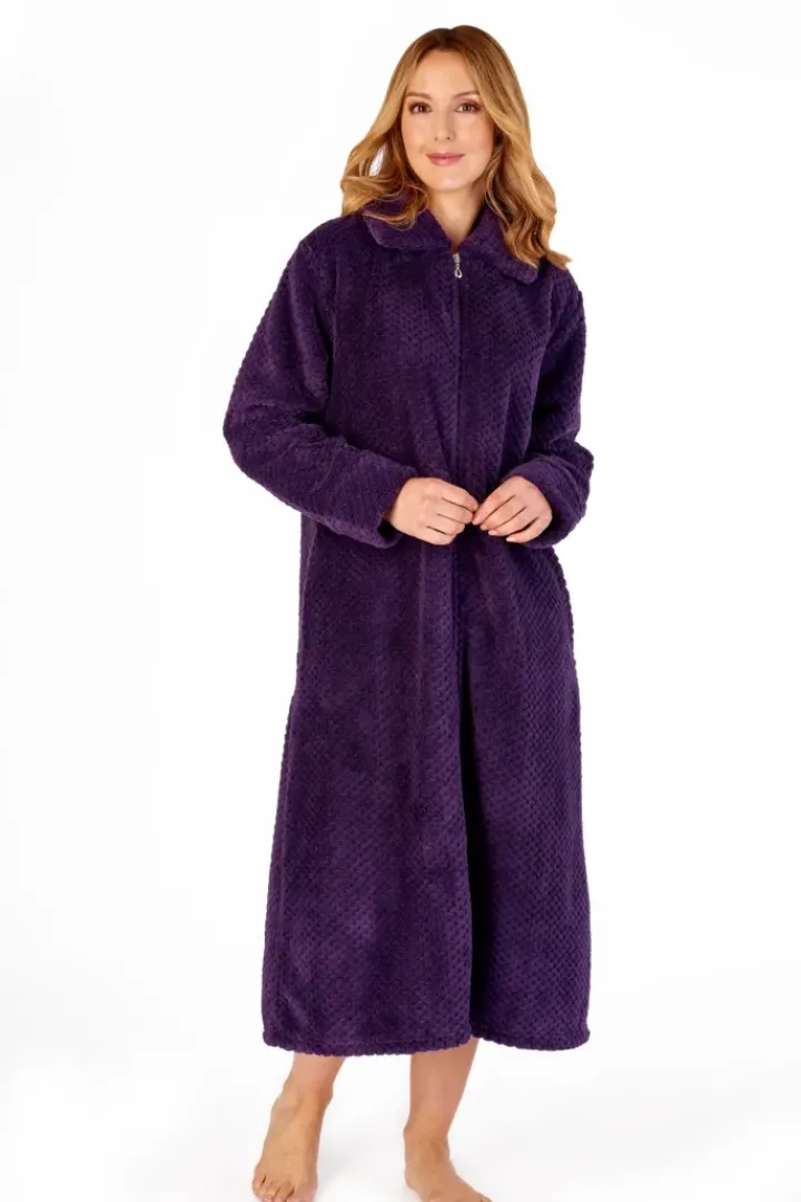 Luxury Waffle Fleece 46" Zip Through Housecoat HC4326