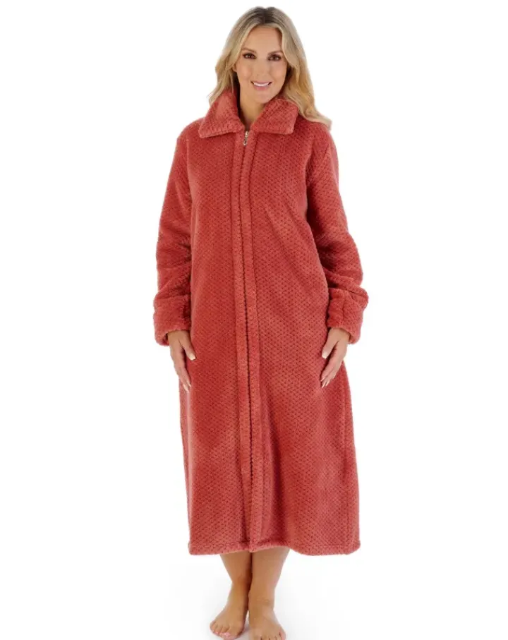 Luxury Waffle Fleece 46" Zip Through Housecoat HC4326