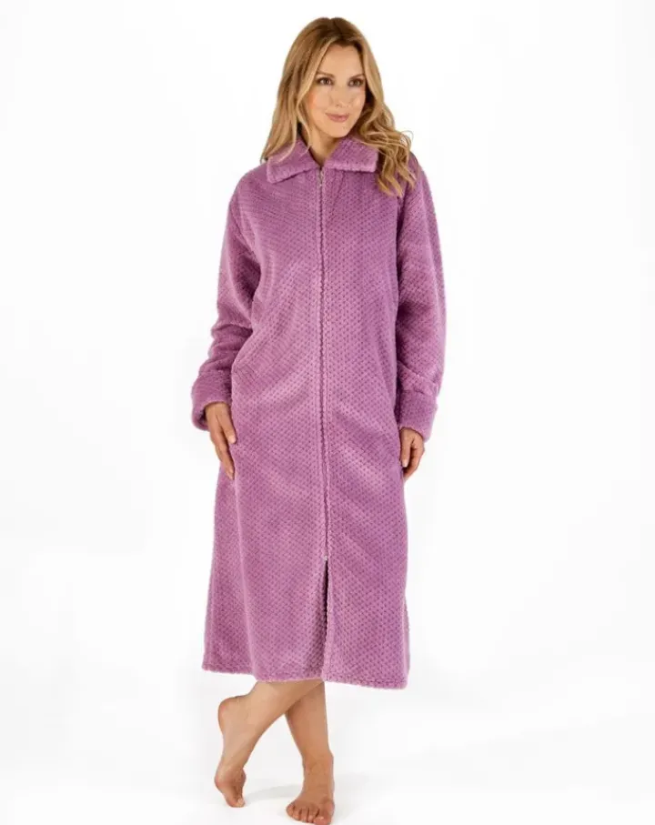 Luxury Waffle Fleece 46" Zip Through Housecoat HC4326