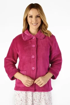 Mini Waffle & Solid Coral Button Through Bedjacket BJ4300