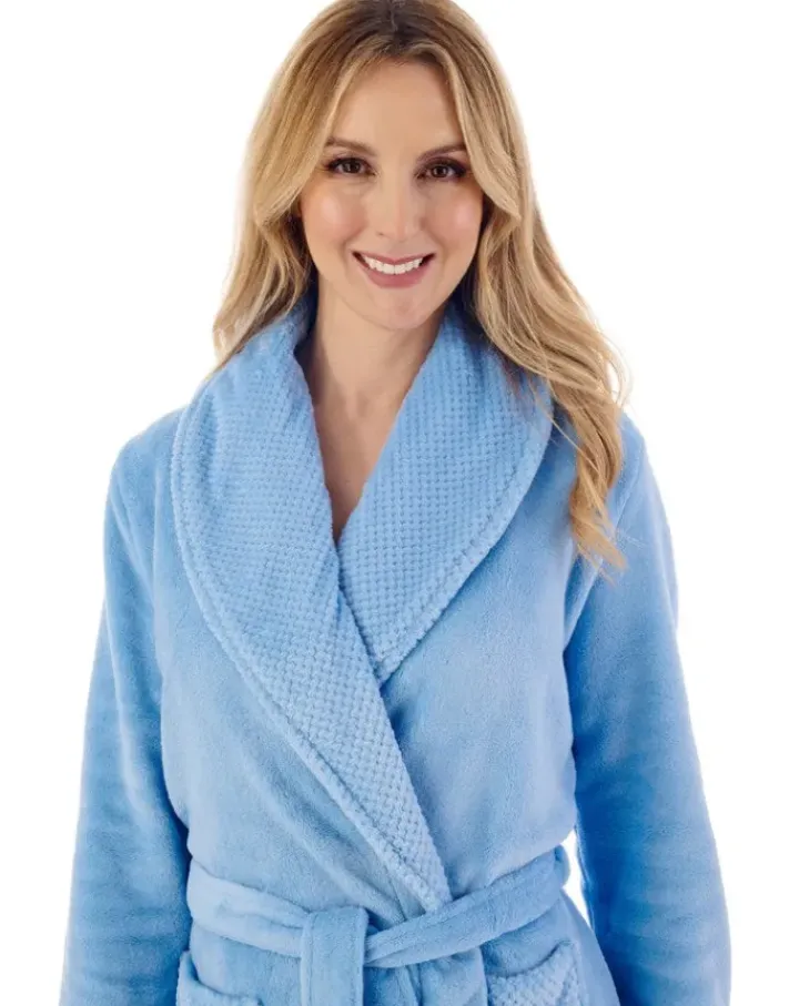 Mini Waffle Solid Coral Fleece 46" Shawl Collar Wrap HC4302