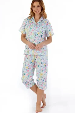Multi Coloured Floral Tailored Woven Cropped Pyjama PJ55262