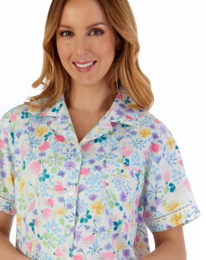 Multi Coloured Floral Tailored Woven Cropped Pyjama PJ55262