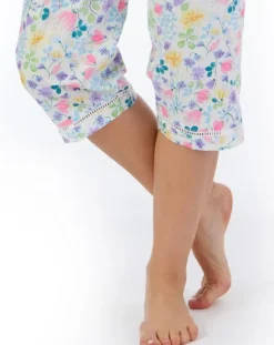Multi Coloured Floral Tailored Woven Cropped Pyjama PJ55262