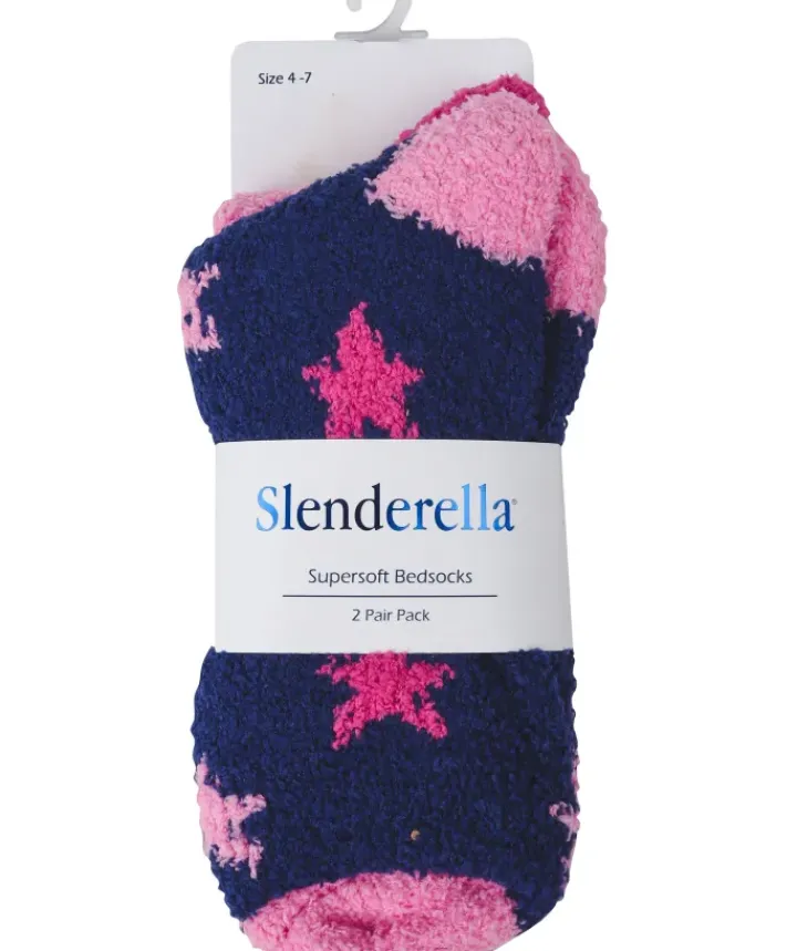 Multi Star & Solid Colour Bedsock (2 Pair Pack) BS173