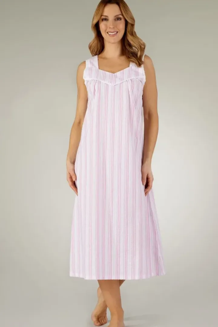 Pastel Stripe Seersucker 46" Woven Nightdress ND3222