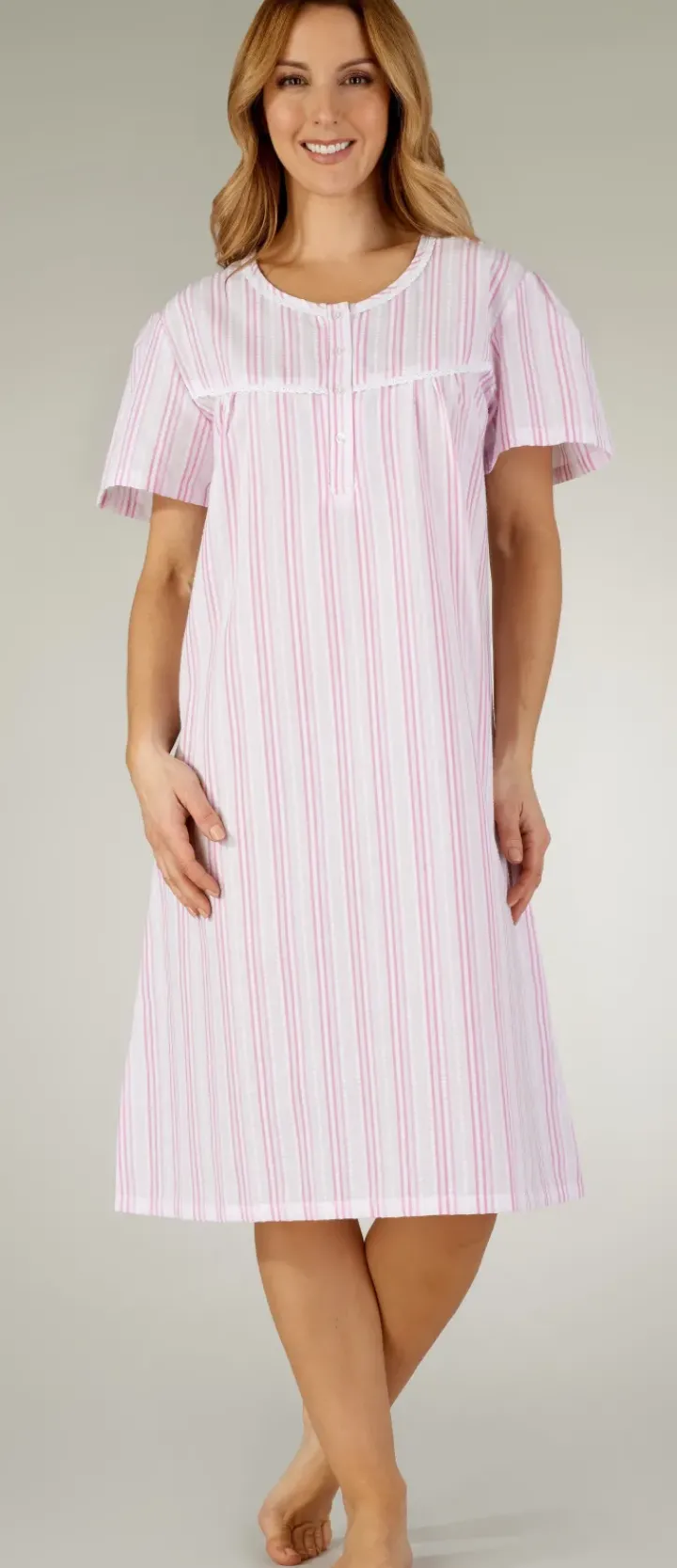 Pastel Stripe Seersucker 42" Woven Nightdress ND3221