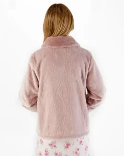 Patterned Faux Fur Collar 24" Button Through Bedjacket BJ66335