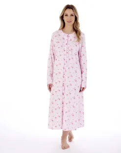 Picot Trim 46" Button Through Jersey Nightdress ND02108
