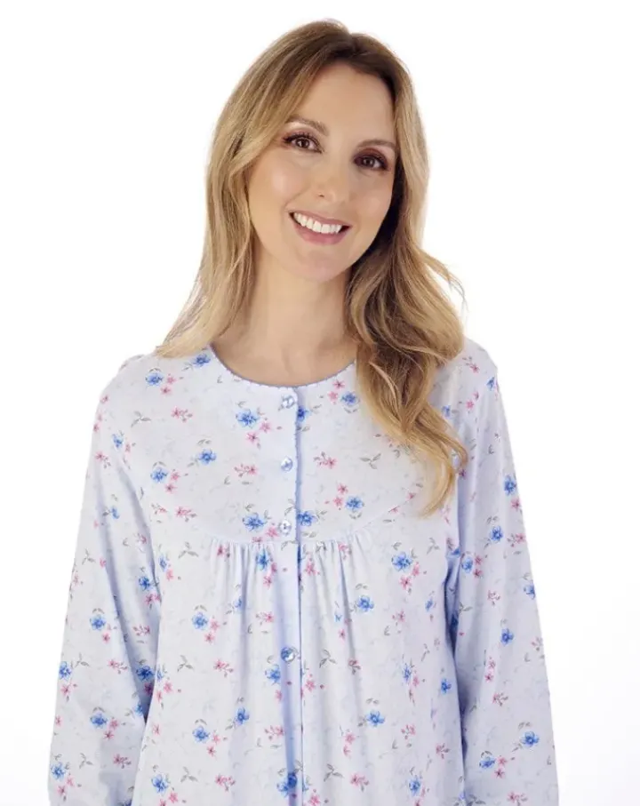 Picot Trim 46" Button Through Jersey Nightdress ND02108
