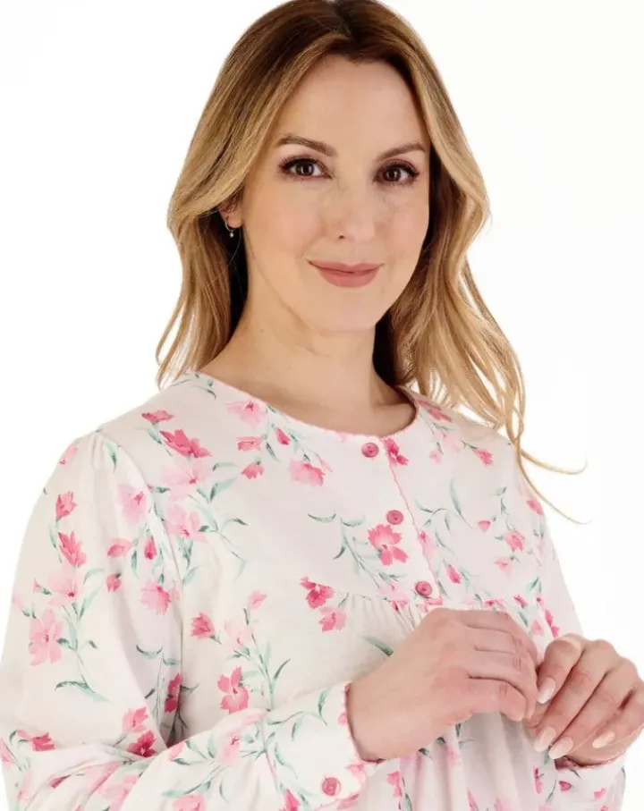 Picot Trim Floral 50" Jersey Nightdress ND88109