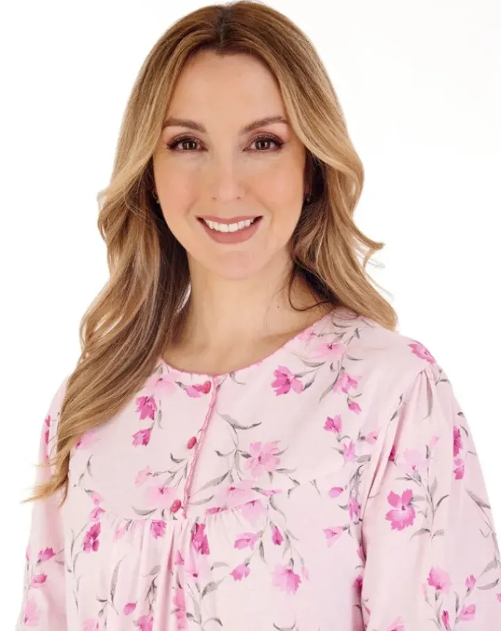 Picot Trim Floral 50" Jersey Nightdress ND88109