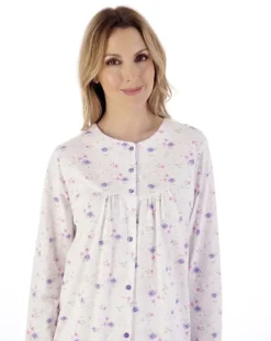 Picot Trim Jersey Button Through Pyjama Set PJ02110
