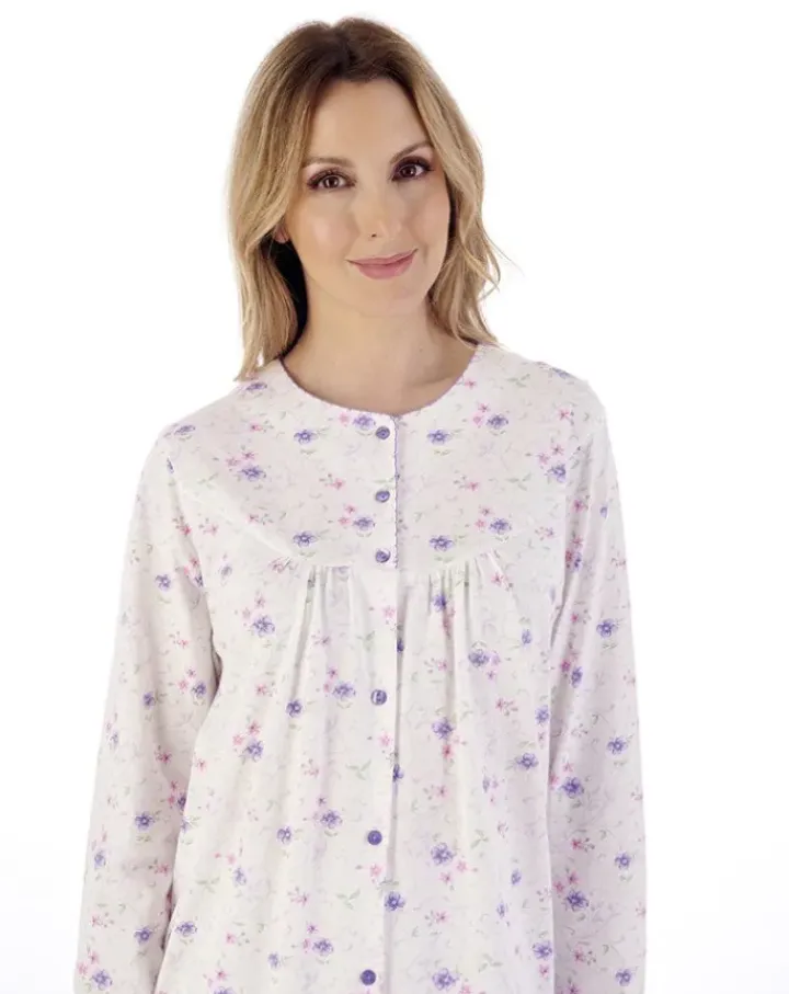 Picot Trim Jersey Button Through Pyjama Set PJ02110