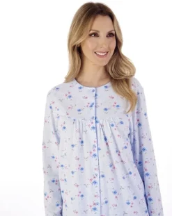 Picot Trim Jersey Button Through Pyjama Set PJ02110