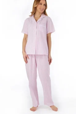 Pinstripe Seersucker Button Through Pyjama PJ55225