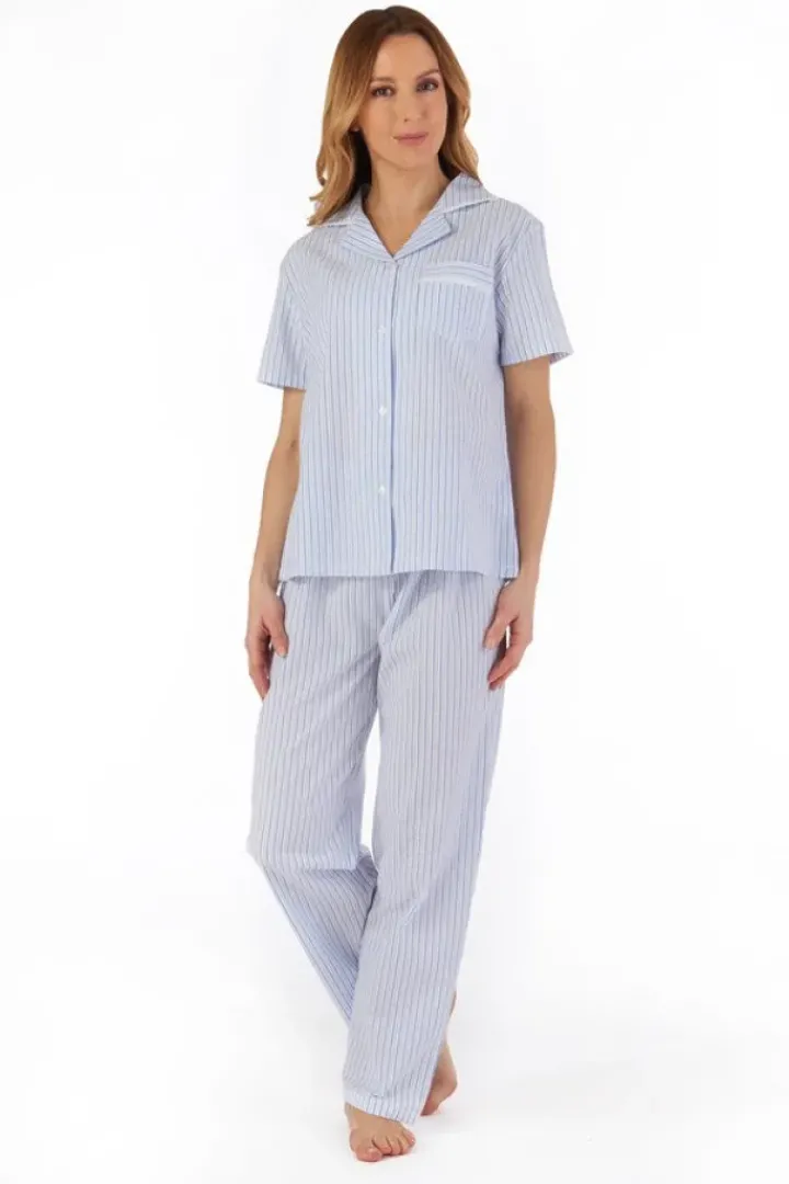 Pinstripe Seersucker Button Through Pyjama PJ55225