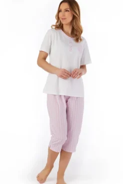 Pinstripe Seersucker Cropped Pyjama PJ55223