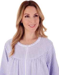 Pinstripe Seersucker 45" Zip Housecoat HC55229