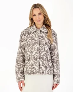 Printed Waffle 24" Button Through Bedjacket BJ04330