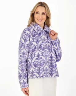 Printed Waffle 24" Button Through Bedjacket BJ04330
