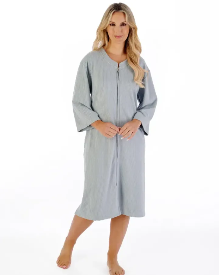 Rib Pattern 42" Zip Housecoat HC07306