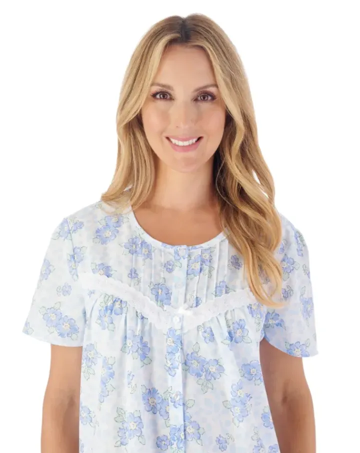 Shadow Leaf Floral Print 46" Woven Nightdress ND03208
