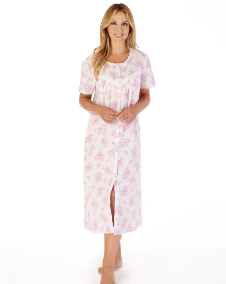 Shadow Leaf Floral Print 46" Woven Nightdress ND03208