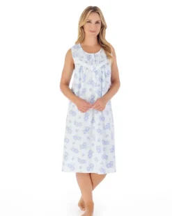 Shadow Leaf Floral Print 42" Woven Nightdress ND03205