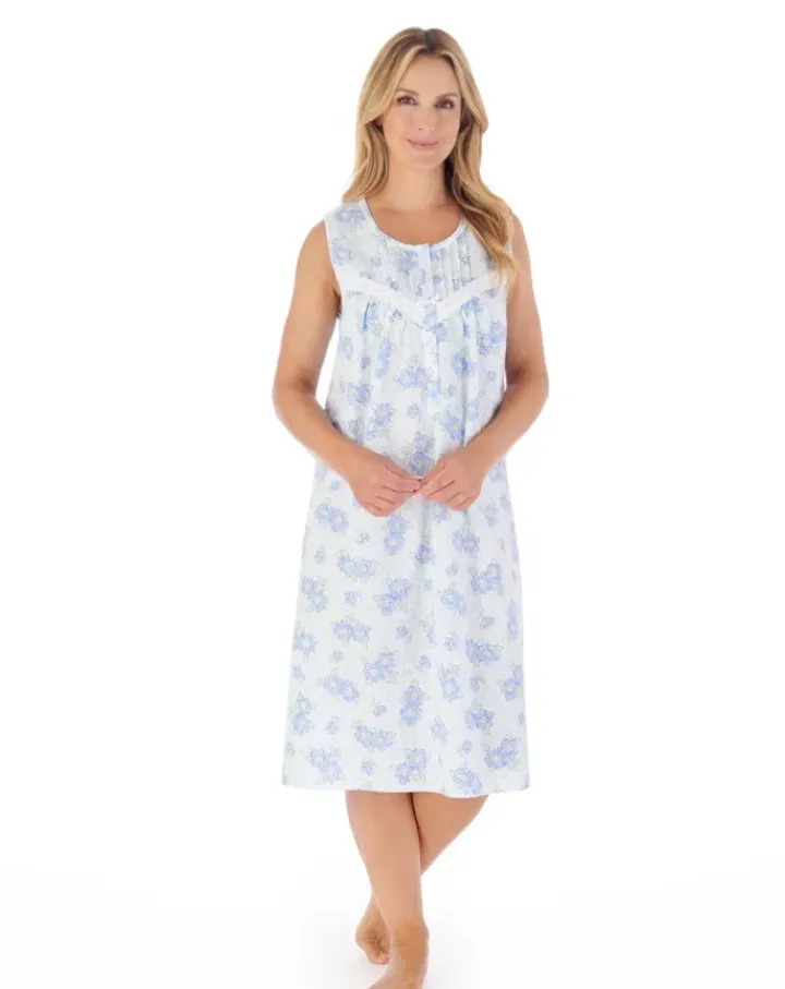 Shadow Leaf Floral Print 42" Woven Nightdress ND03205