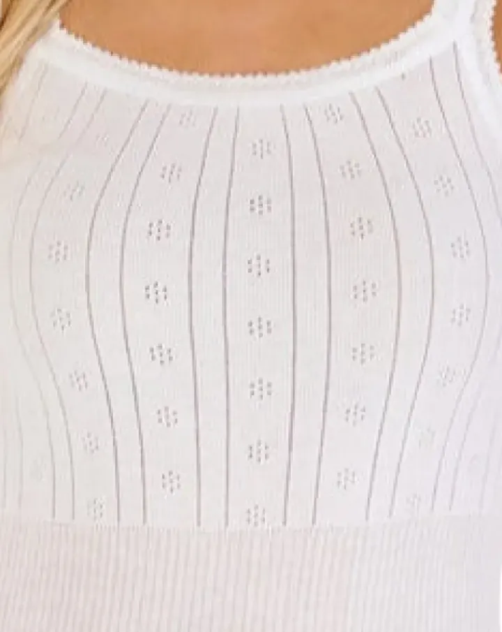 Slenderella Pointelle Pure Cotton French Neck Vest UW904