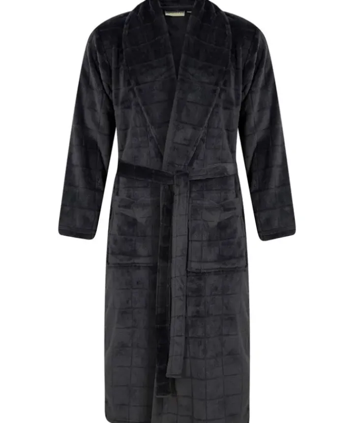 Solid Colour Check 49" Flannel Fleece Robe WR88835