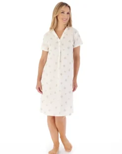 Star Print Jacquard Dobby Dot 40" Woven Nightdress ND03246