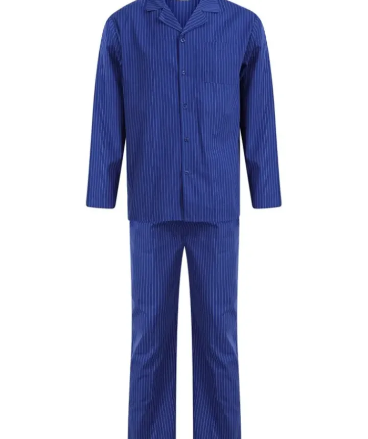 Stripe Woven Cotton Tailored Blue Pyjama WR66826
