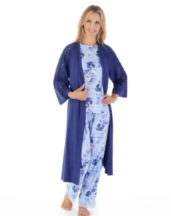 Supersoft Multi-Print and Solid Navy Pyjama Set GL03703