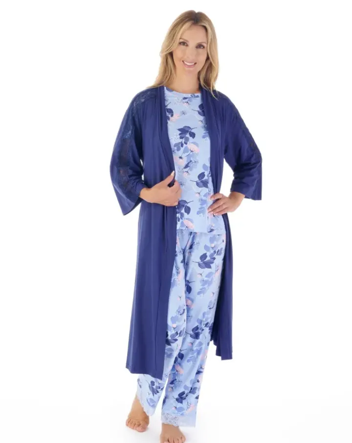 Supersoft Multi-Print and Solid Navy Pyjama Set GL03703