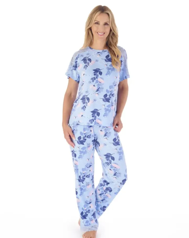 Supersoft Multi-Print and Solid Navy Pyjama Set GL03703