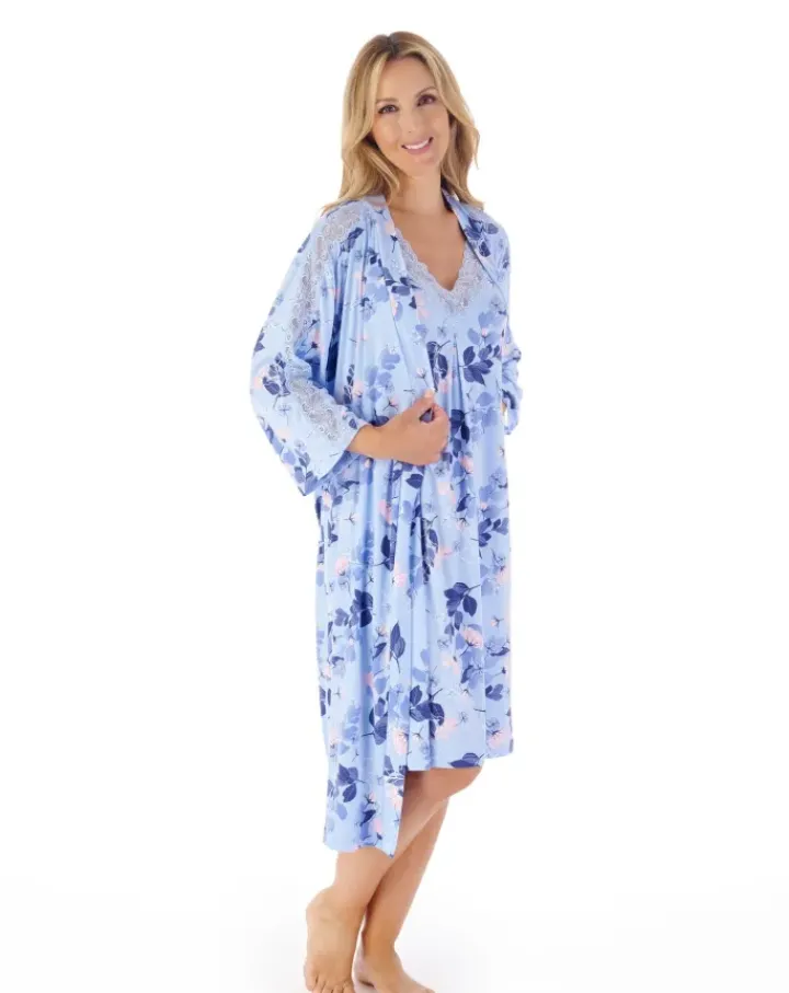 Supersoft Multi-Print and Solid Navy 38" Nightdress GL03700