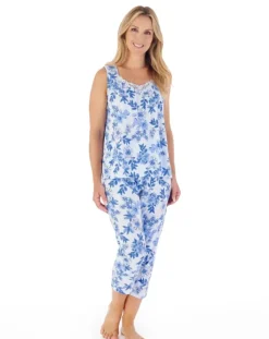Tonal Floral Print Jersey Pull On Pyjama Set PJ03113