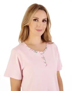 Tropical Flower Print Jersey Top with Woven Trouser Pyjama PJ05222