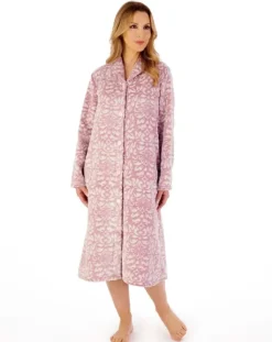Two-Tone Shaved 46" Button Through Housecoat HC02331