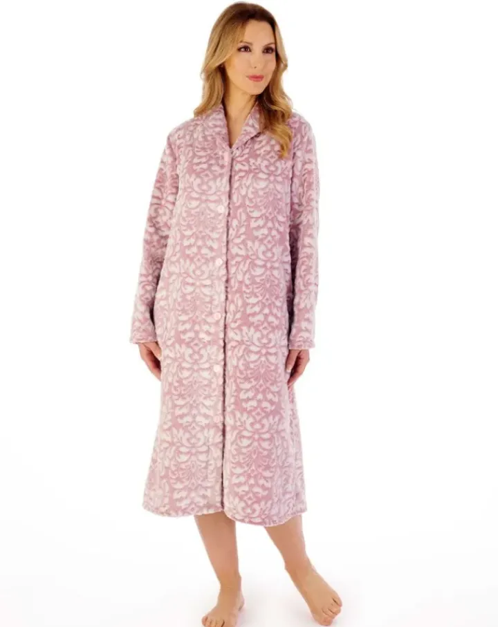 Two-Tone Shaved 46" Button Through Housecoat HC02331