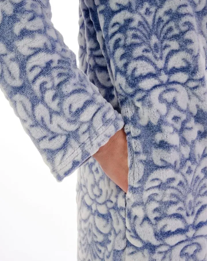 Two-Tone Shaved 46" Button Through Housecoat HC02331