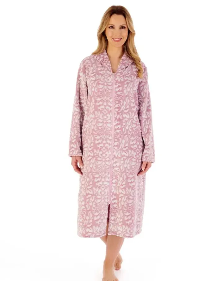 Two-Tone Shaved 46" Zip Housecoat HC02332