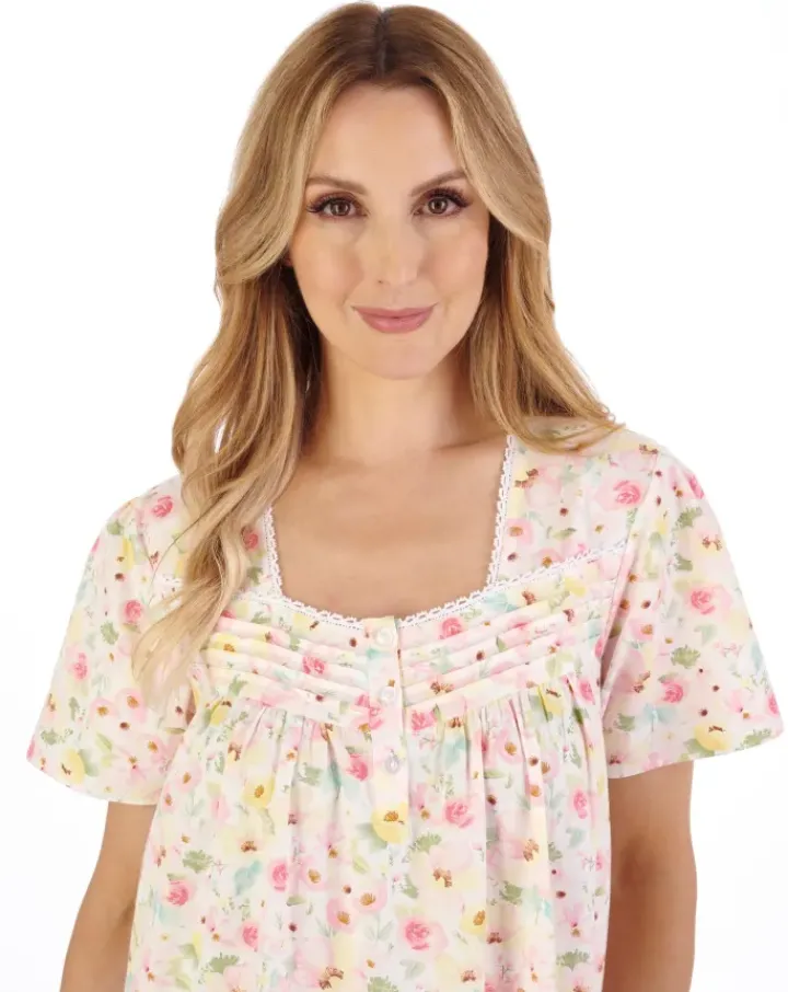 Watercolour Floral Print 42" Woven Nightdress ND05230