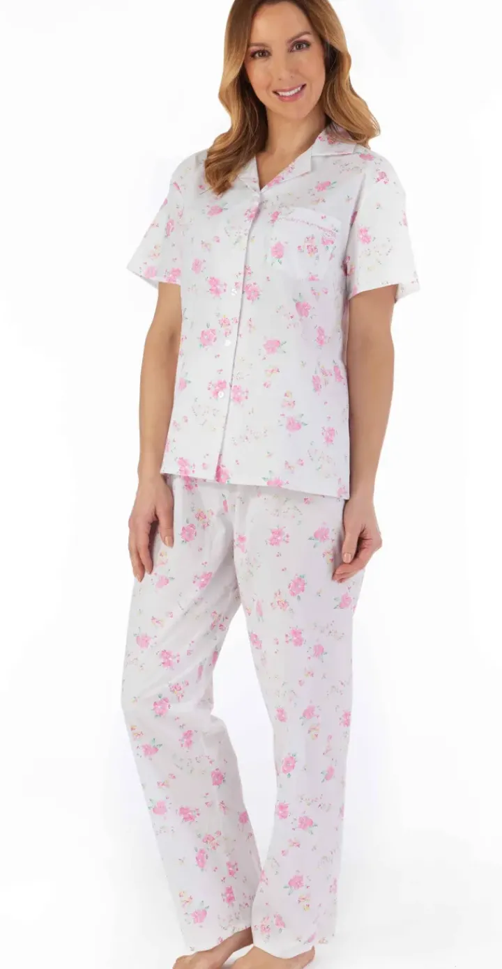 White Ground Floral Print Woven Pyjama PJ55208